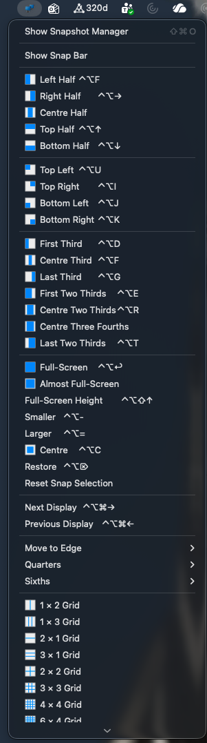 ワンクリックでスナップできるスナップバー